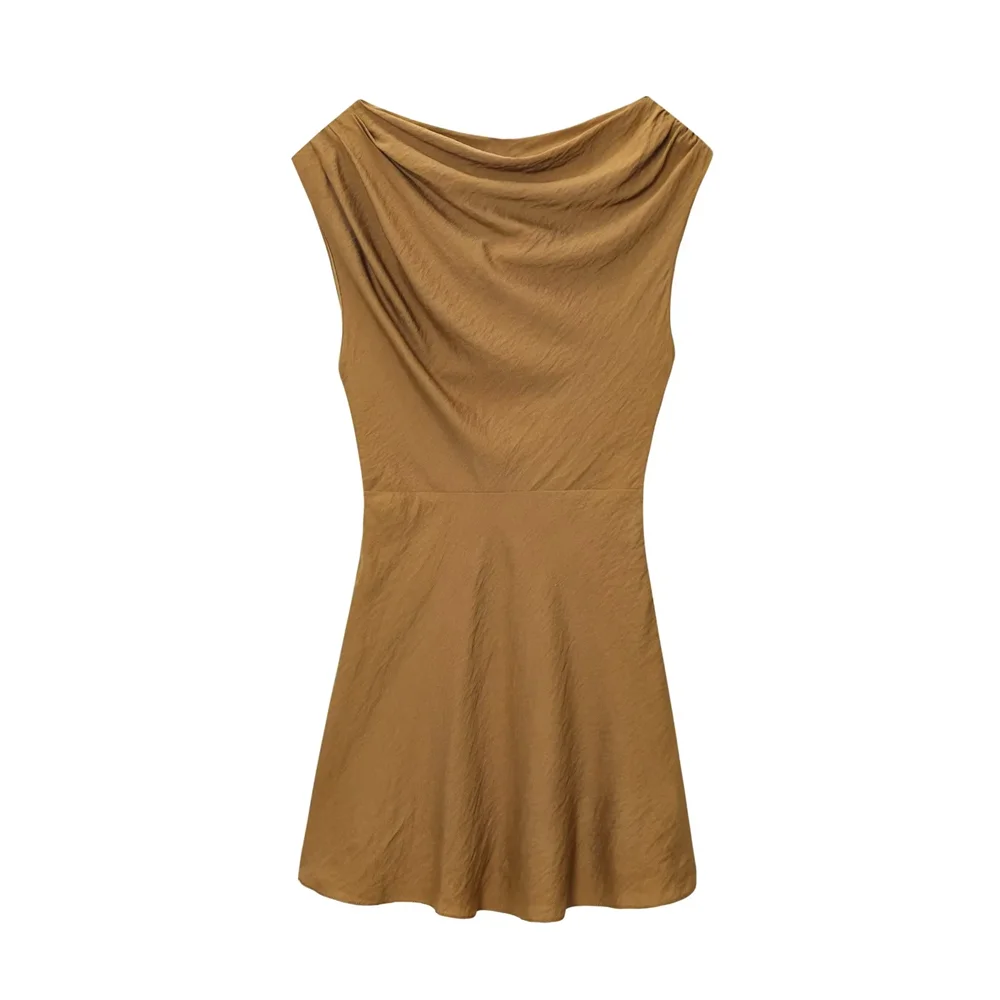 BM&MD&ZA2025oblique shoulder asymmetrical A-line short commuting temperament simple off-shoulder dress short skirt female Aviola