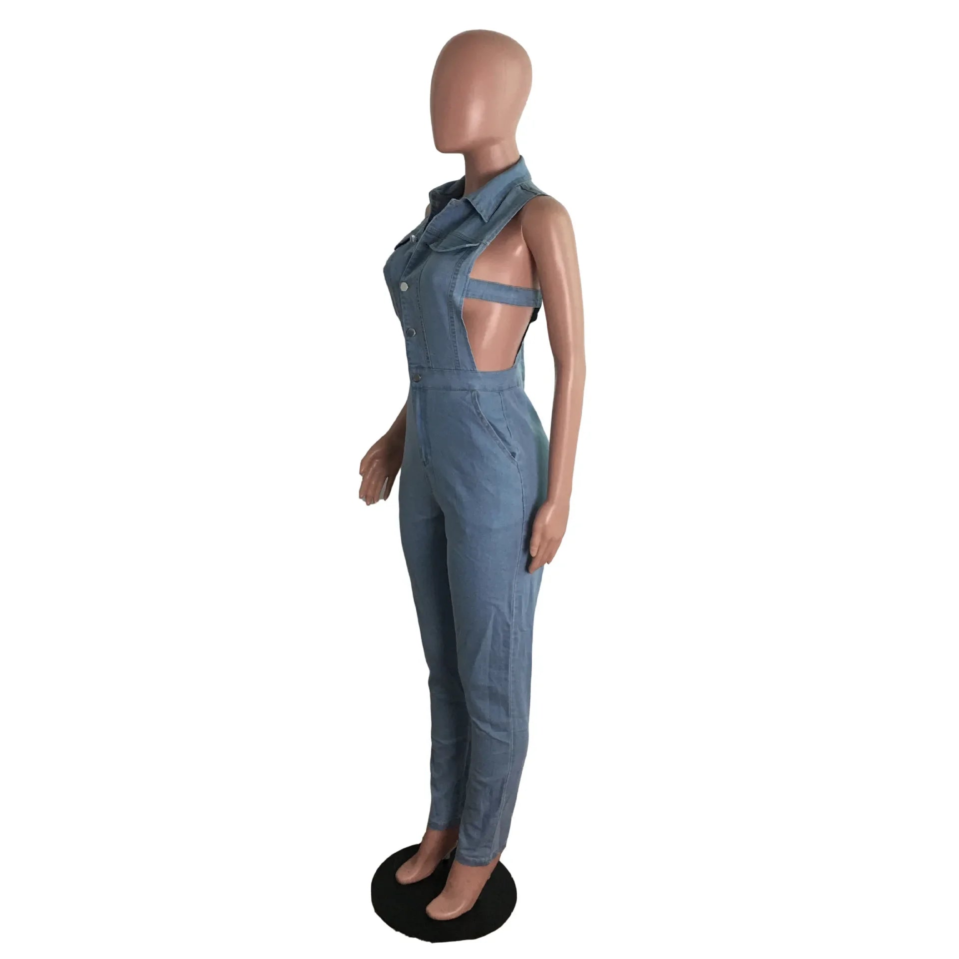 Hollow Denim Ankle Length Pants Women Overalls Spliced Washed Pencil Jeans Vintage Skinny Jean One Piece Button Sexy 2025 Aviola