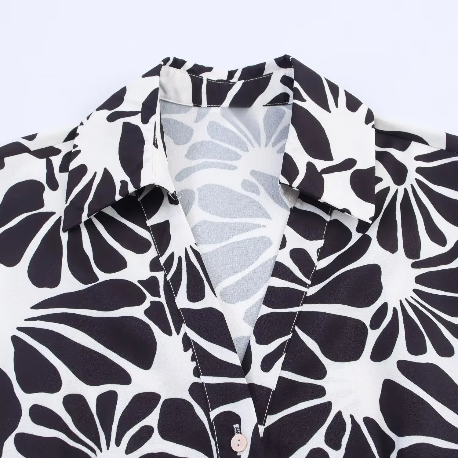 BM&MD&ZA2025 Women's Summer New Belt Decorated Casual Elegant Collared Short Sleeve Shirt Style Mid Length Printed Dress Aviola