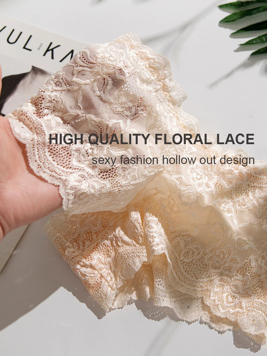 4PCS/Set Lace Women Panties Sexy Underwear Perspective Floral Hollow Out Briefs Female Underpants Breathable Ladies Lingerie Aviola