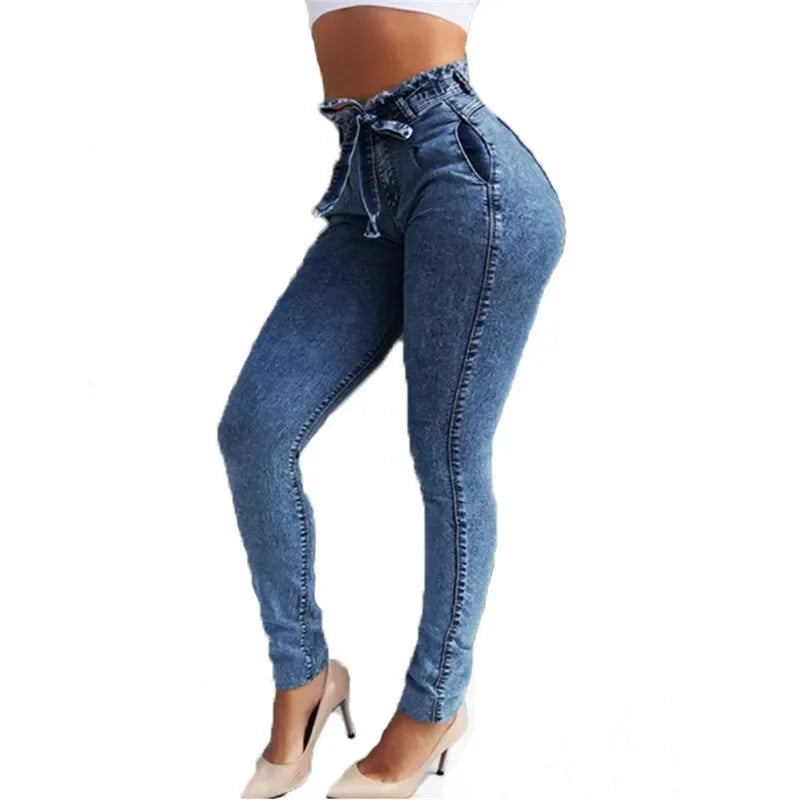 Women High Waist Denim Pants Plus Size Sexy Stretchy Slim Elastic Hips Pants Pencil Pants Trouser Plus Size Sexy Mom Jeans 2025 Aviola
