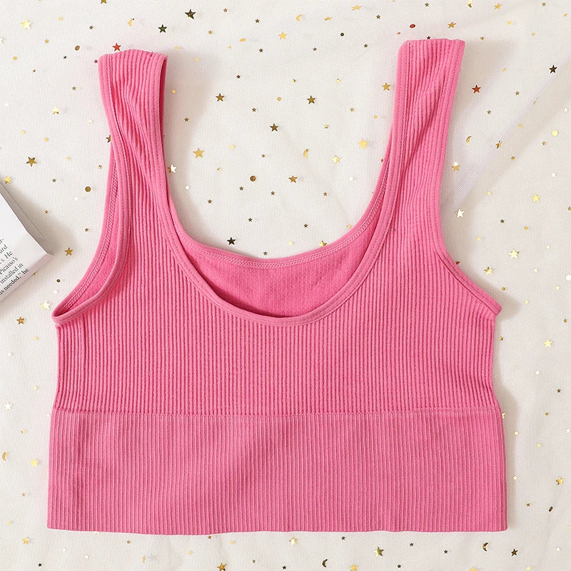 Seamless Bras For Women Streetwear Rib Sports Tank Top Sexy Lingerie No Pads Crop Top Female Fitness Underwear Aviola