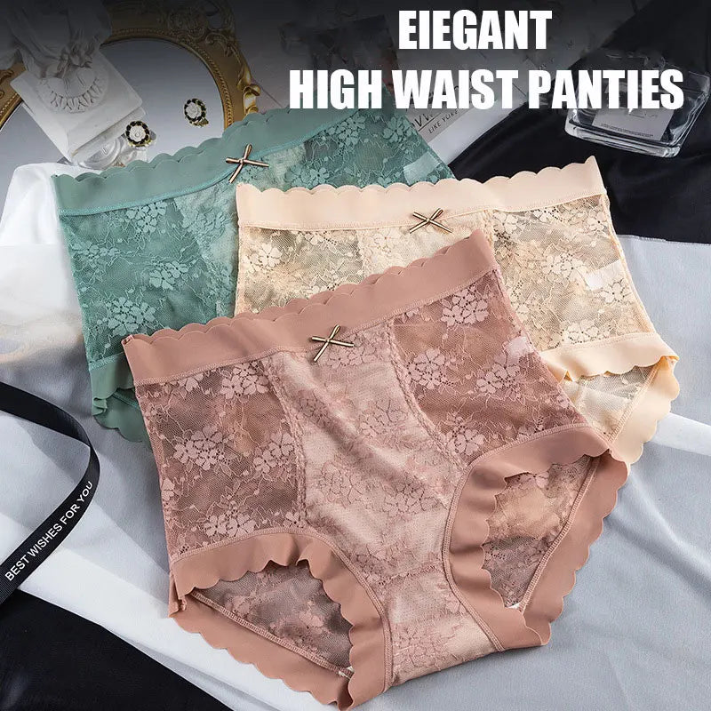 3pcs/Set Women High-Waisted Lace Underwears Ladies Cotton Knickers Sexy Underpants Comfortable Soft Panties Aviola