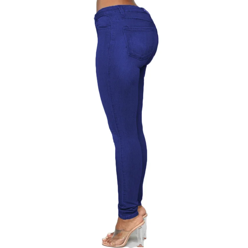 Sheath Pencil Jeans Women Pants Solid Vintage Skinny Ankle Length Pants Denim Mid Waist Washed 2025 Streetwear Slim Fit Jean Aviola