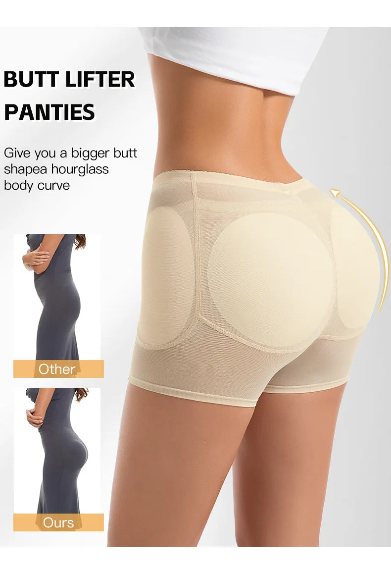 Women 4-Pad Butt Lifter Panties High Waist Tummy Control Shapewear Hip Enhancer Mesh Briefs Belly Slimming Body Shaper Shorts Aviola