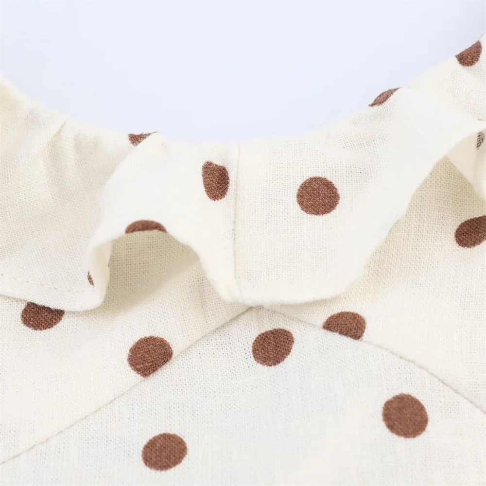 BM&MD&ZA2025French polka dot ruffled back strap bow decoration V-neck suspender waist dress long skirt Aviola