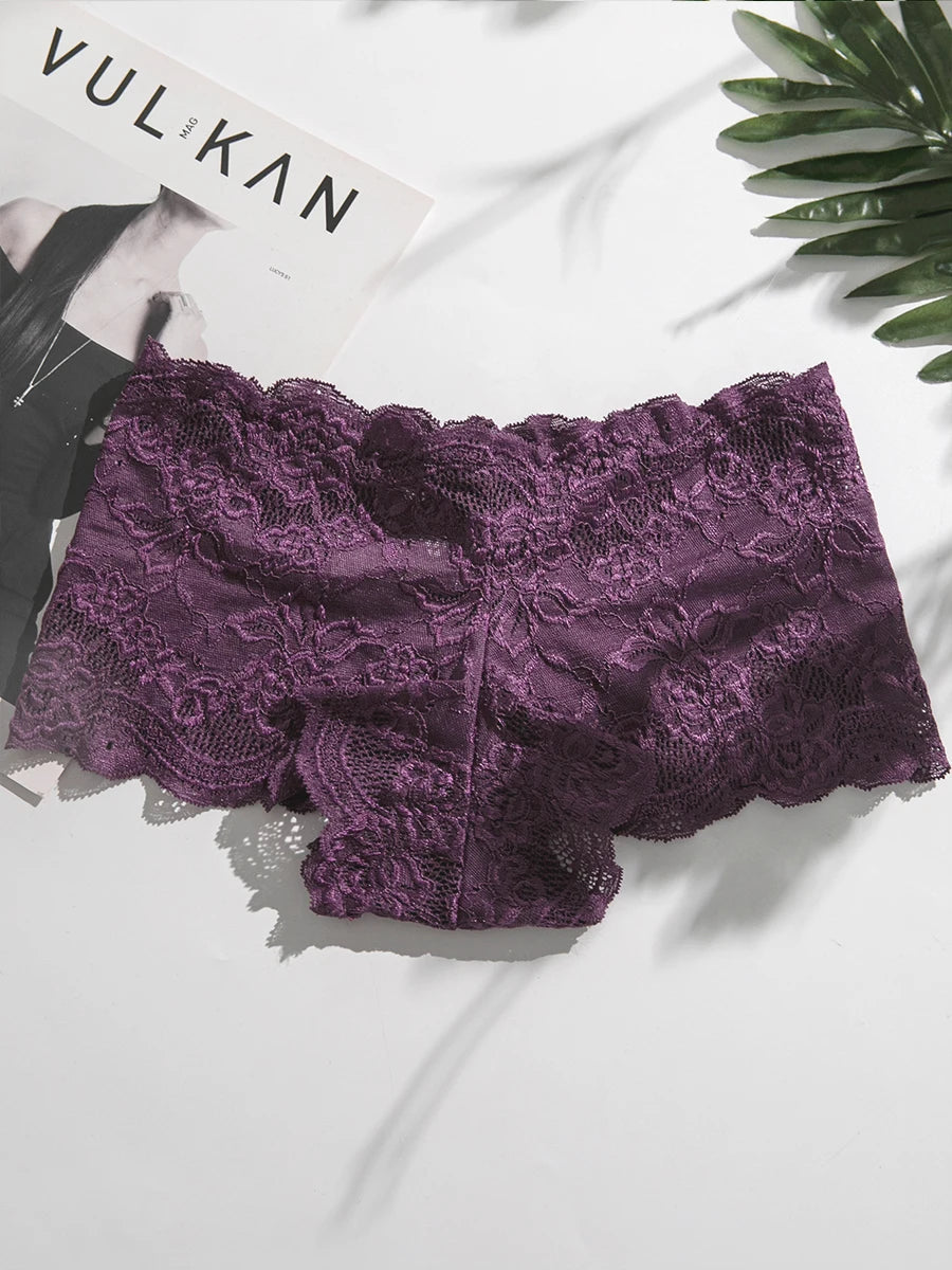 4PCS/Set Lace Women Panties Sexy Underwear Perspective Floral Hollow Out Briefs Female Underpants Breathable Ladies Lingerie Aviola