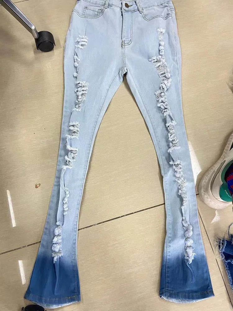 Jeans Ankle Length Women Pencil Denim Hole Pants Ripped Pockets High Waist Jean Skinny Streetwear Button Washed Distressed Aviola