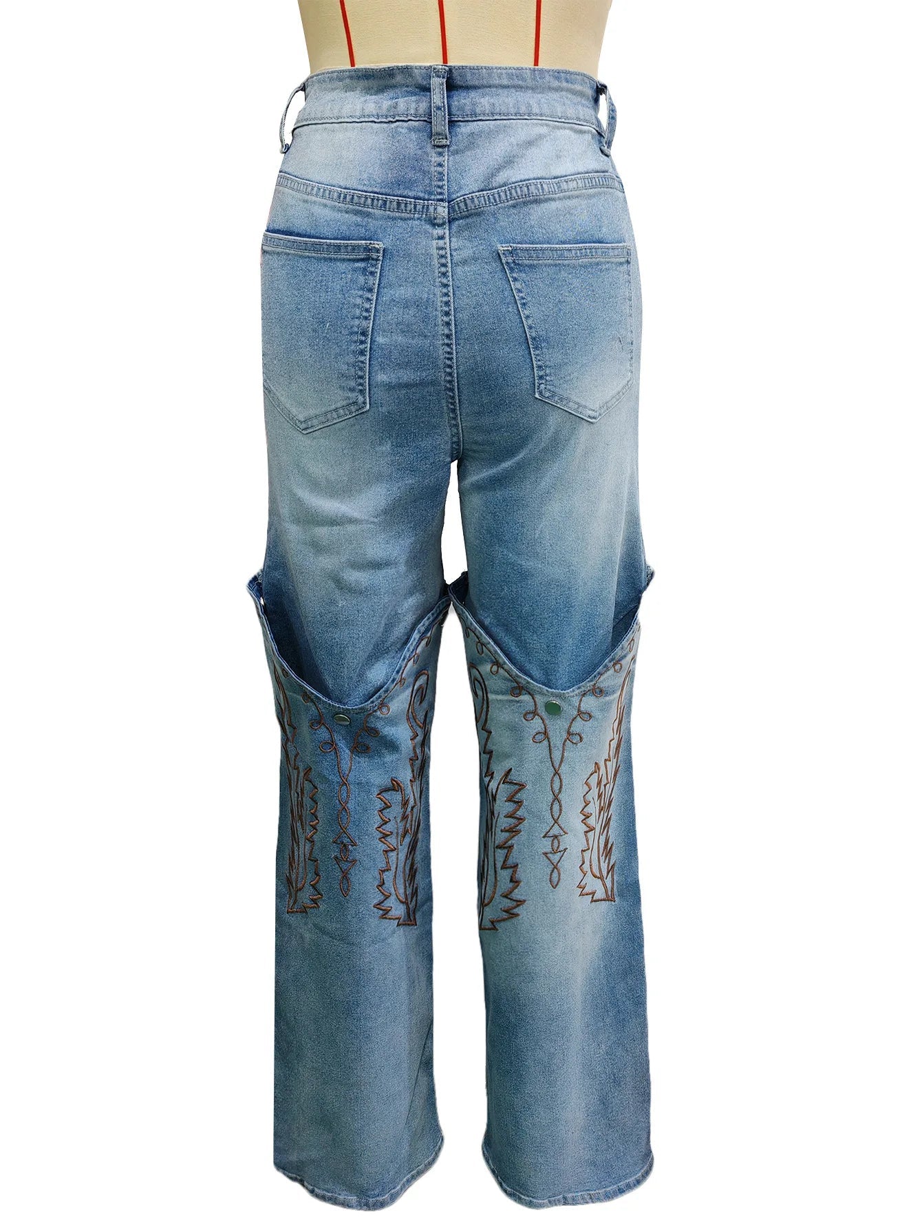 Denim Pant Women Jeans Wide Leg Long Pants High Waist Straight Trousers Y2k Streetwear Embroidery Splice Mom Jeans Party Club Aviola