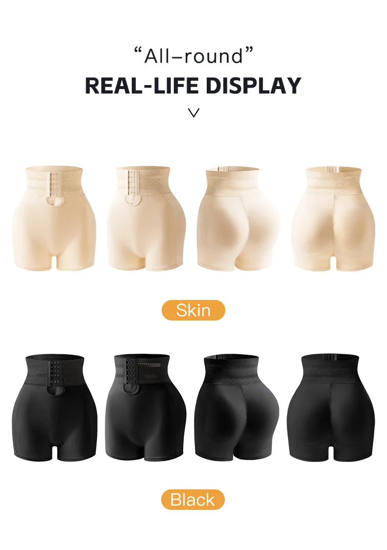 4 Pads Body Shaper Women Hip and Butt Lifter Shapewear Tummy Control Panties Waist Trainer with 3-Row Hooks Slimming Underwear Aviola