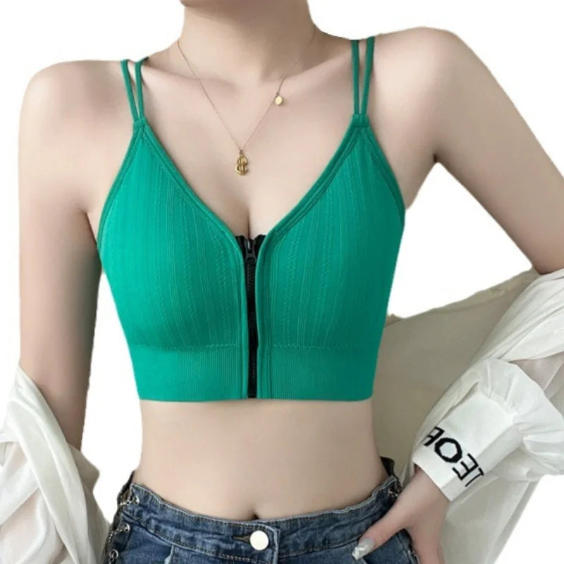 Seamless Bra Women Front Zipper Tube Tops Wrapped Chest Vneck Wireless Bra Comfort Tube Bra Beauty Back Underwear Sports Vest Aviola