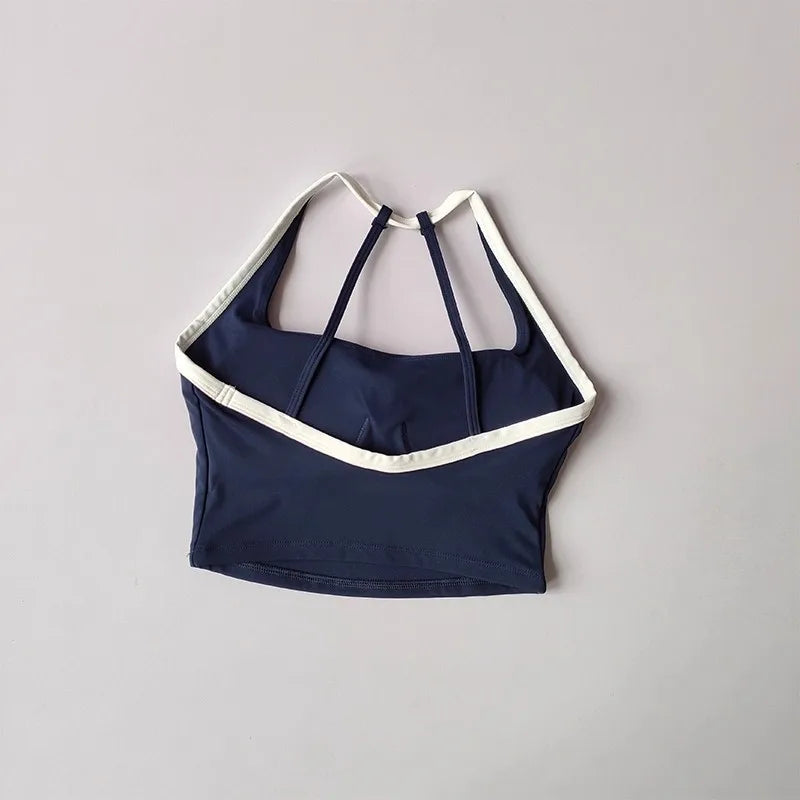 Women's Beauty Back Sports Bra Shockproof Fixed Pad Yoga Bras Running Underwear Training Color Block Fitness Vest Gym Tops Aviola