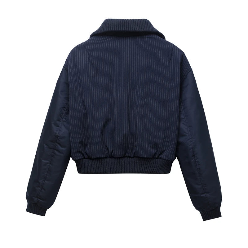 RARF 2024 new women's zipper stitching bomber jacket clip cotton jacket stitching women's top Aviola