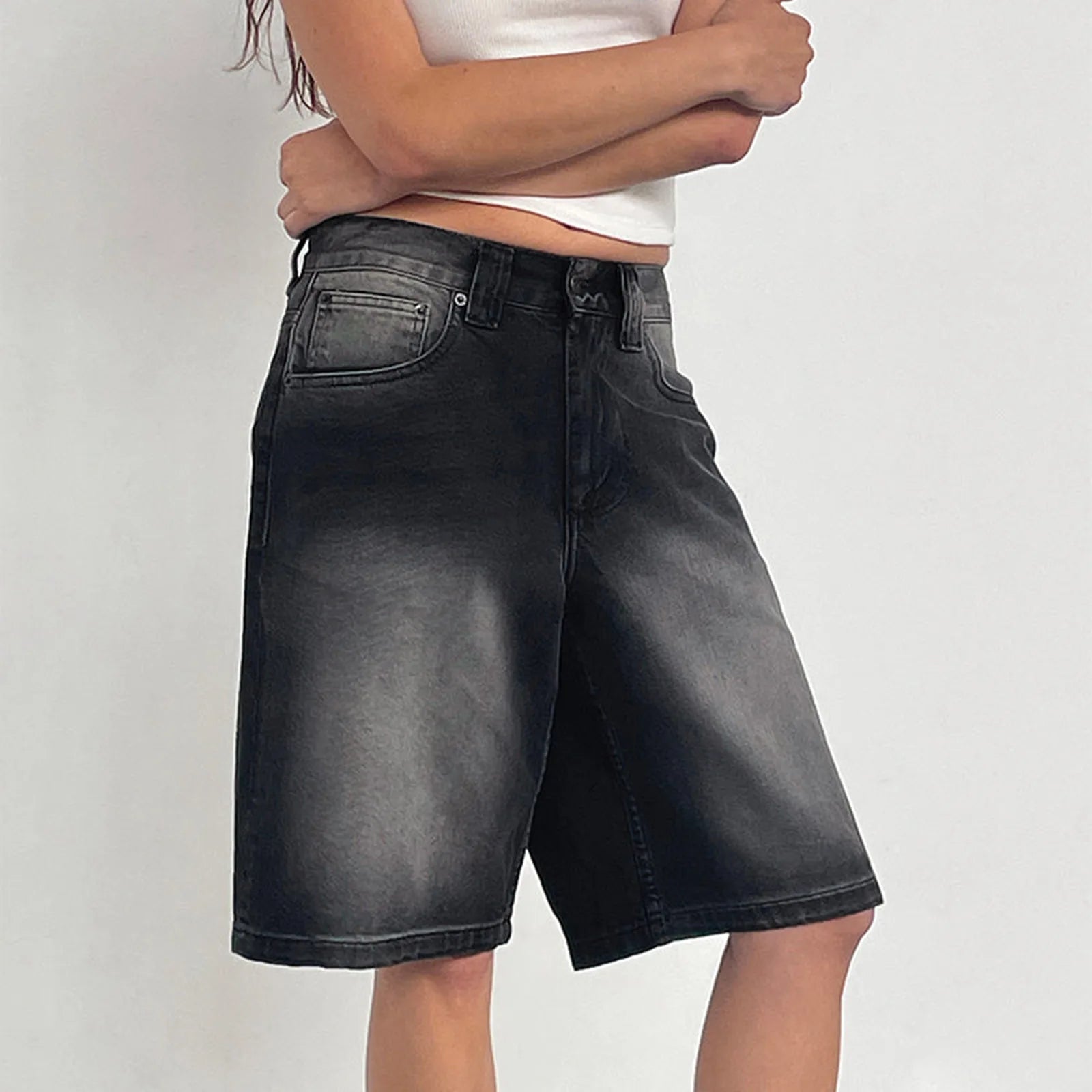 Denim Pant Women Wide Leg Jeans Calf Length Pants High Waist Straight Trousers Y2k Streetwear Mom Jeans Casual Loose Summer Aviola