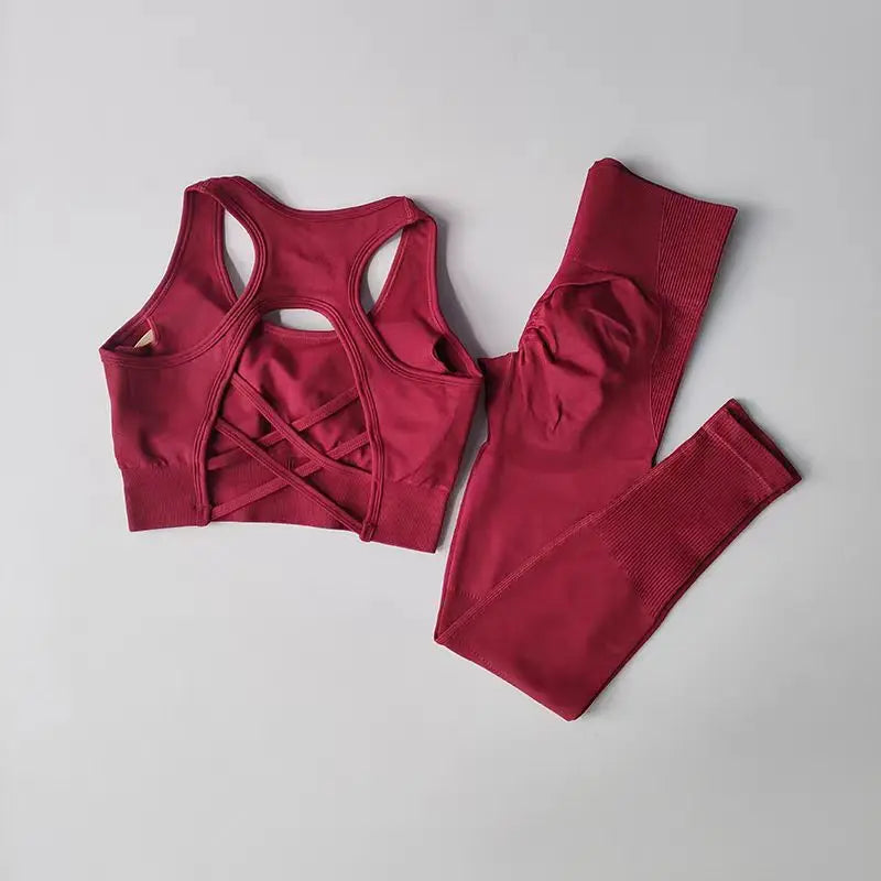 Women's tracksuit Fitness Yoga Sets Sportswear Workout Sports Bra+High Waist Leggings Gym Clothing Seamless Sports Suits Aviola