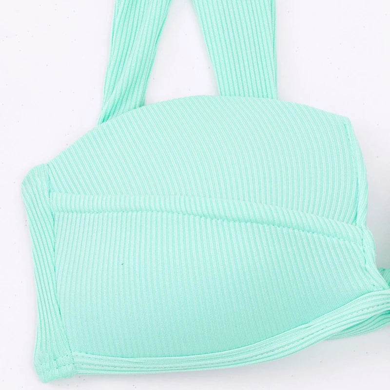 2024 Sexy Soild Micro Bikini Women Bandeau Padded Thong Swimsuit Female Push Up Swimwear Cut Out Bathing Suit Biquini Beachwear Aviola