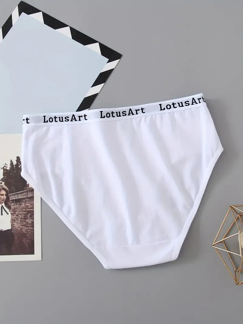 2PCS/Set Women Cotton Solid Panties Sexy Plus Size Underwear Letter Lingerie High Waist Comfor Briefs Aviola