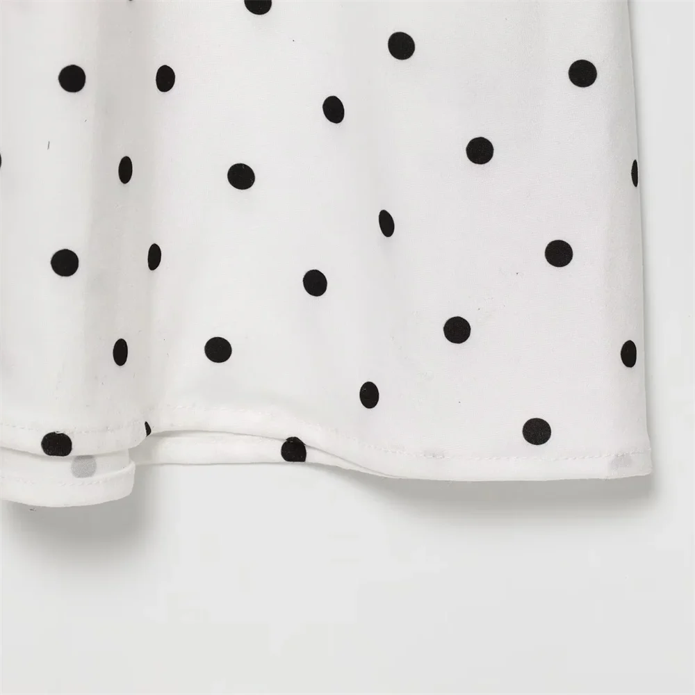 BM&MD&ZA2025French polka dot temperament slim V-neck lace contrast color suspender dress long skirt summer women's clothing Aviola
