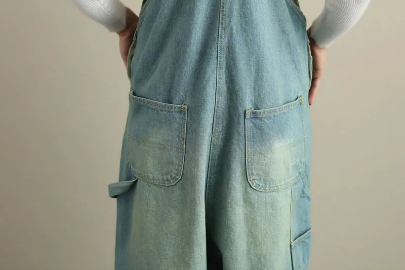 Jumpsuits Women Causal Loose Denim One Piece Mom Jeans Suspenders Overalls Wide Leg Long Pants High Waist Rompers Y2k Streetwear Aviola