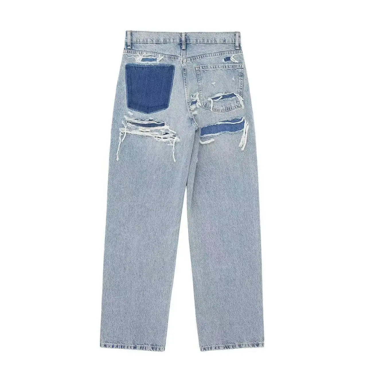 Jeans Women Denim Pant Straight Trousers Wide Leg Long Pants High Waist Y2k Streetwear Casual Mom Jeans Splice Elegant Work Aviola