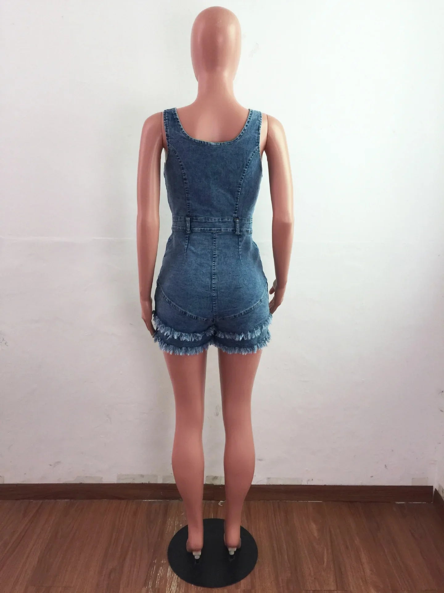 Women Denim Rompers Shorts Jeans Overalls High Waist Spliced Washed Jean Tassel Pockets One Piece Casual Skinny Solid 2025 Aviola