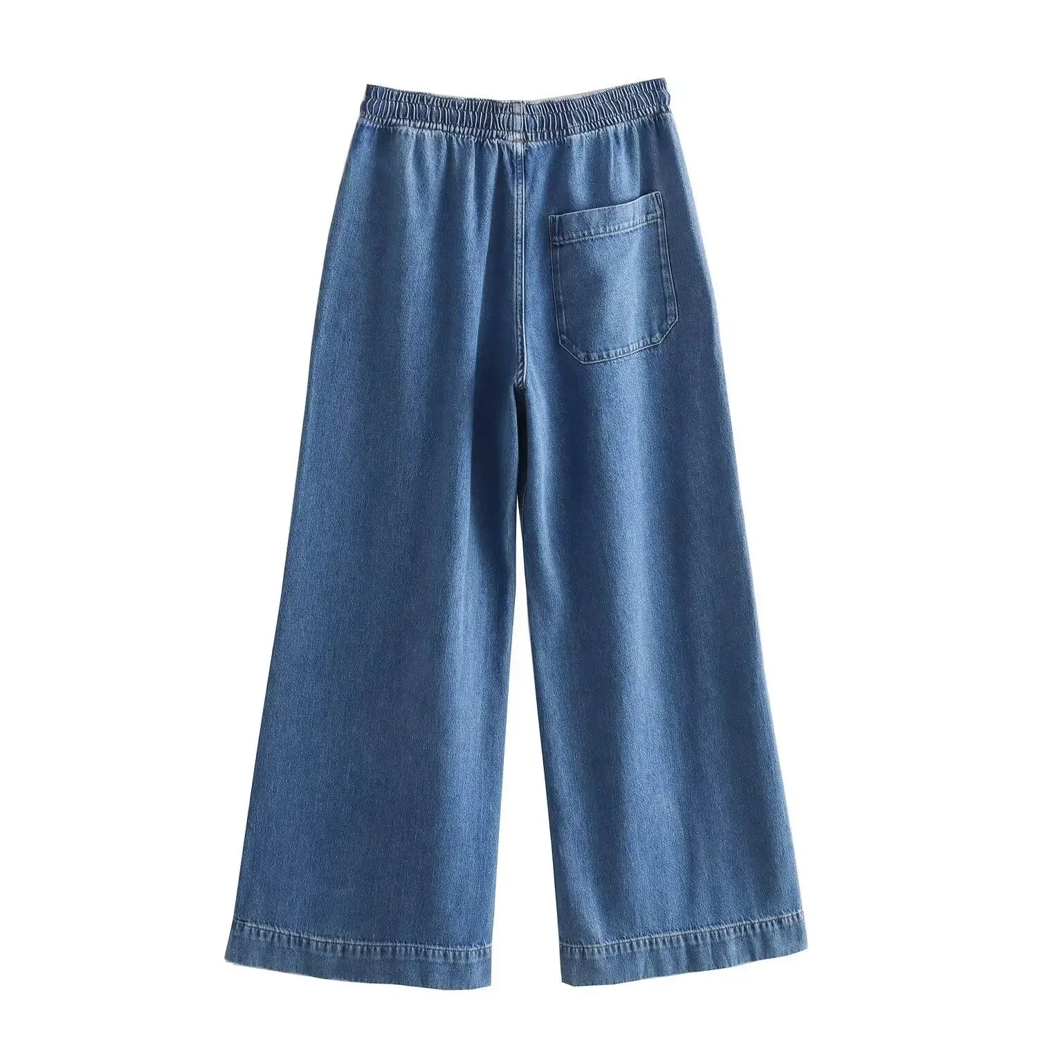 Two Piece Sets Women Denim Top Straight Wide Leg Pants Mom Jeans Matching Sets Lace Up Trousers Ensemble Streetwear Outfits Aviola