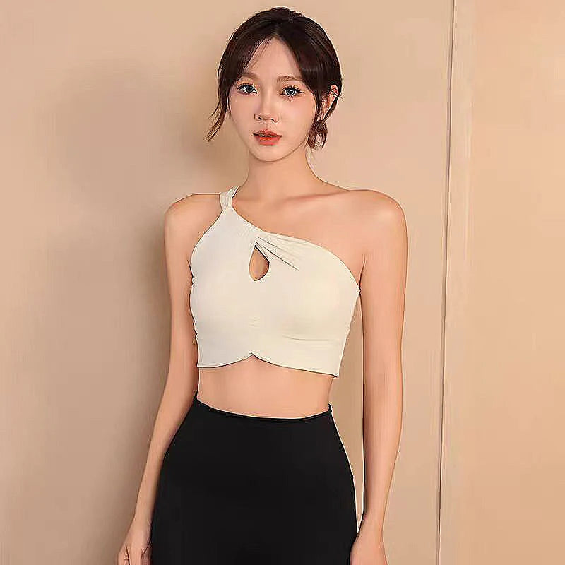 Women Yoga Bra Sexy Slant Strap Fashion Sports Bras Yoga Top Vest Yoga Gym Bra outdoor Sport Running Fitness Sport Underwear Aviola