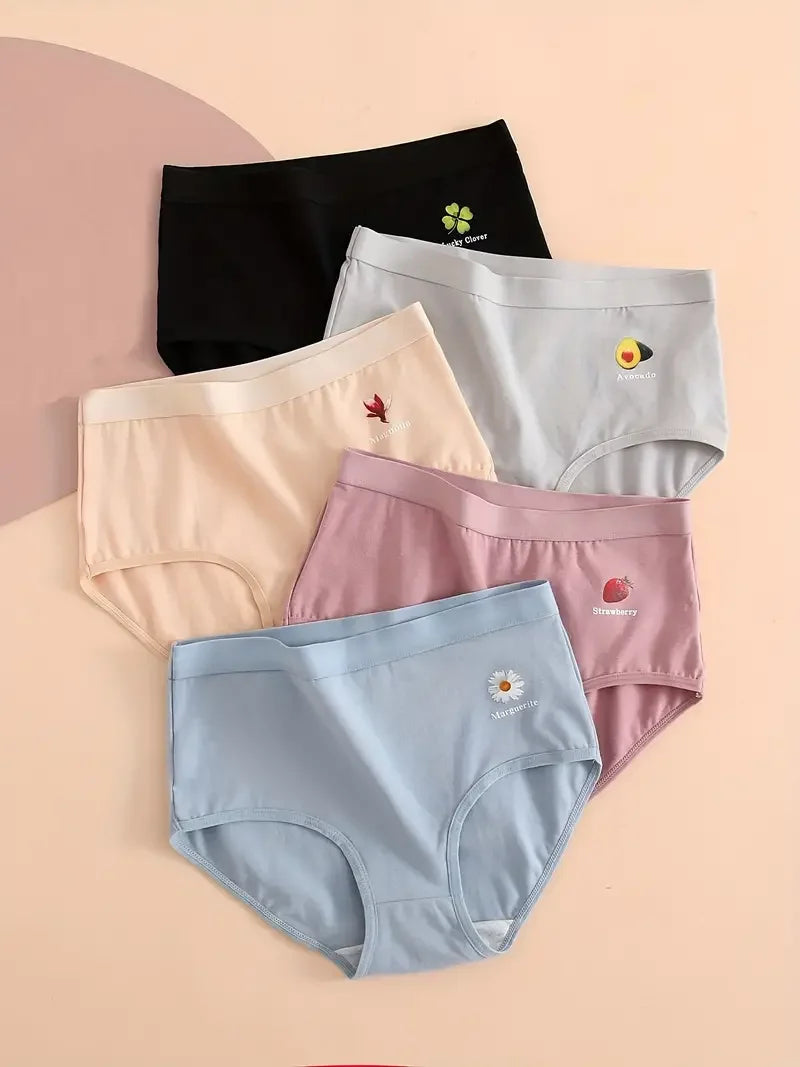 2PCS/Set Women Printed Plus Size Panties Cotton Underwear Lingerie 6 Colors Sexy Female High Waist Comfort Briefs Aviola