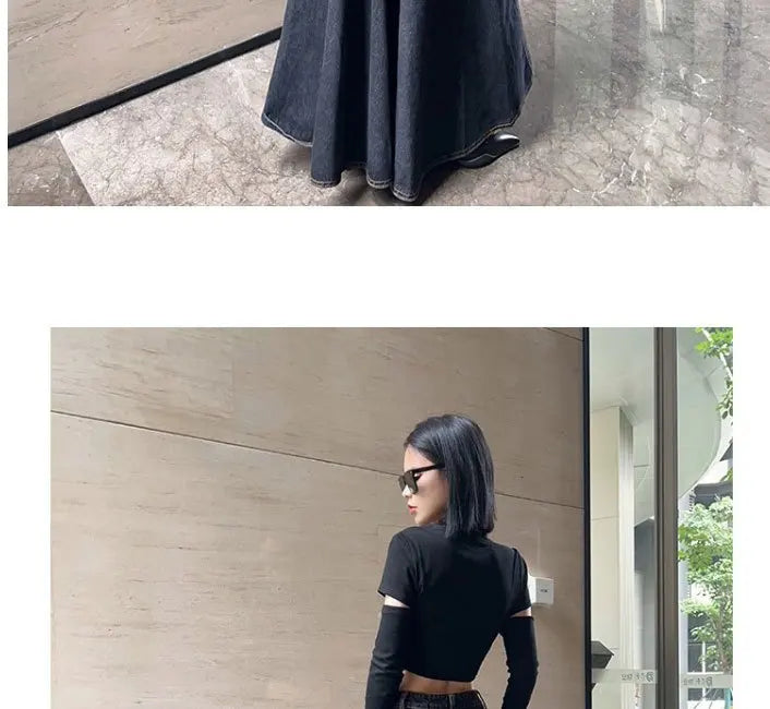 Maxi Skirt Women Casual Mermaid Streatwear High Waist Zipper Denim Skirts Y2k Streetwear Loose Long Mom Jeans Ankle Lenth Summer Aviola