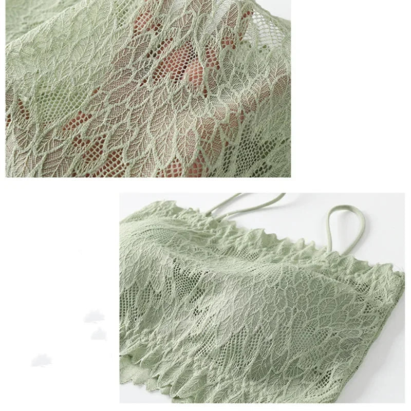 Women Lace Tube Bra and Panty Set Wireless Underwear Summer Padded Bralette Female Sexy Lingerie Low Rise Briefs Aviola