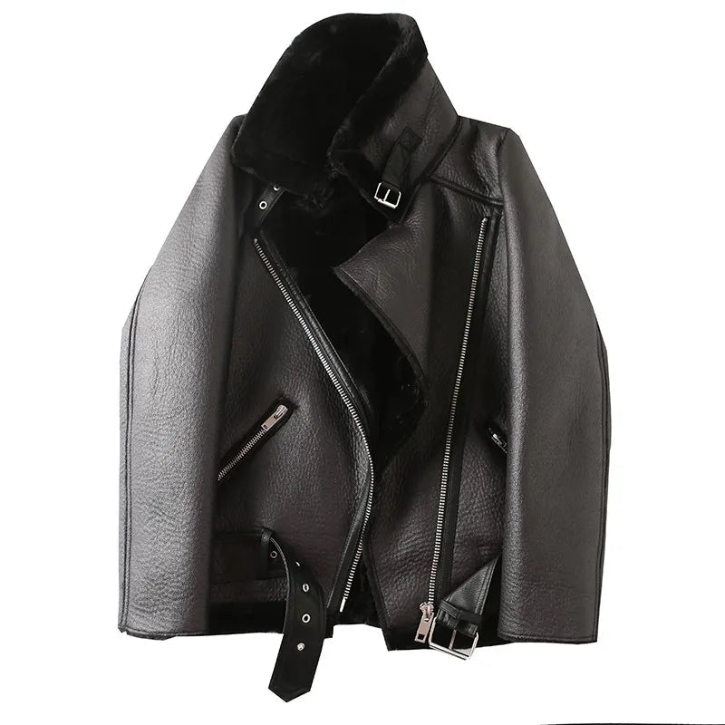 RARF The new  women's jacket with extra thick warm and extra thick lamb feather rider jacket with artificial fur Aviola