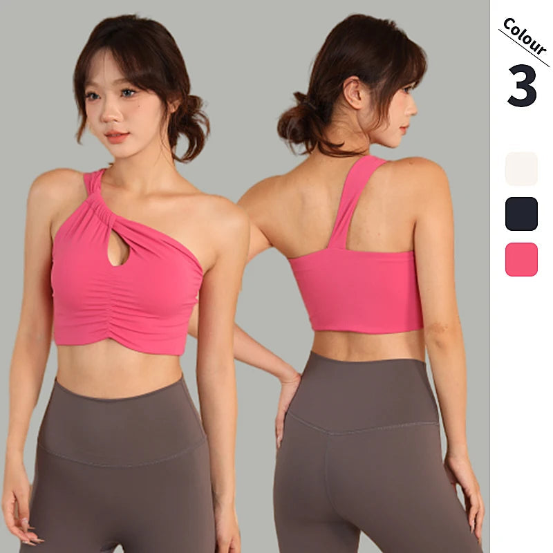 Women Yoga Bra Sexy Slant Strap Fashion Sports Bras Yoga Top Vest Yoga Gym Bra outdoor Sport Running Fitness Sport Underwear Aviola