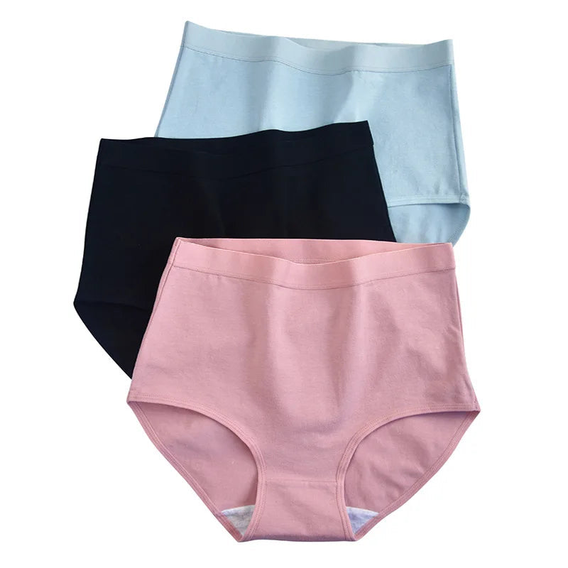2PCS/Set Women Plus Size Panties Body Shaper Cotton Underwear Lingerie 6 Colors Sexy Female High Waist Seamless Briefs NKT2119-2 Aviola