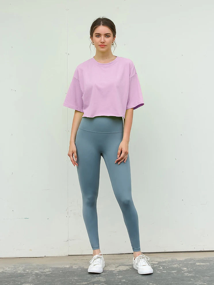 Y2K Outdoor Dance Sports Short sleeved Yoga Dress Women's Leisure Versatile Fitness Top Loose Sports T-shirt Aviola