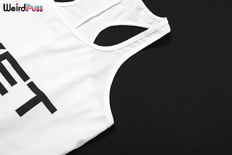 nibber Letter Print Romper Women Low-Neck Sporty Casual Sleeveless Stretch Activity Skinny Playsuit Tight Short Overalls Aviola