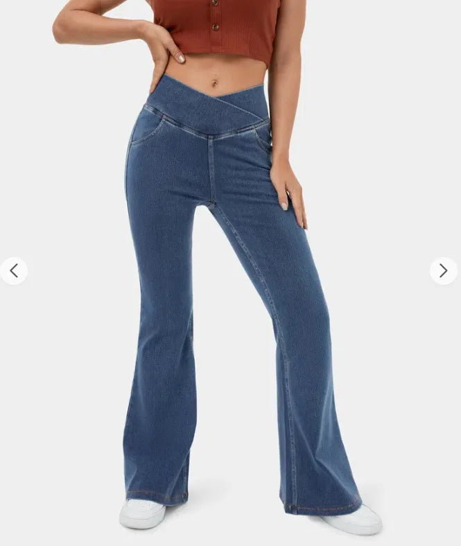 Denim Pant Women Jeans Long Flare Pants Slim Mom Jeans High Waist Yoga Trousers Y2k Streetwear Elegant Splice Sexy Work 2025 Aviola