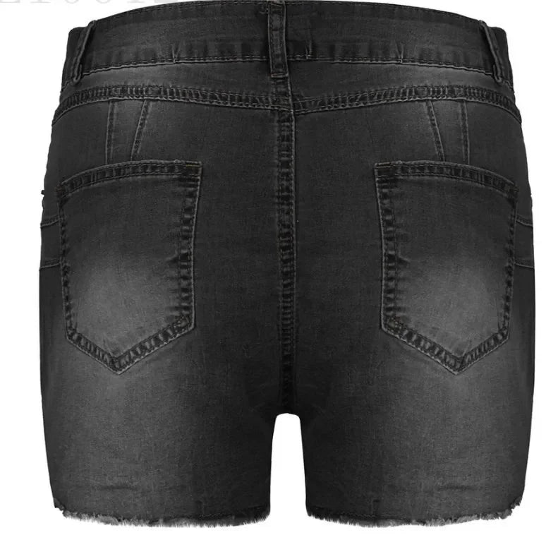 Shorts Denim Washed Women Jeans Tassel Solid High Waist Pockets Sexy Skinny Distressed 2025 Vintage Streetwear Spliced Aviola
