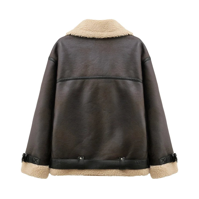 RARF 2024 Autumn/Winter new European-style women's warm and thick double-sided lapel long-sleeved jacket jacket Aviola