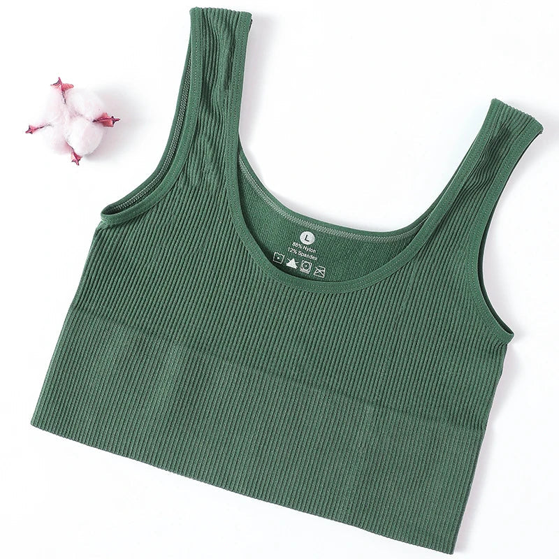 Seamless Bras For Women Streetwear Rib Sports Tank Top Sexy Lingerie No Pads Crop Top Female Fitness Underwear Aviola