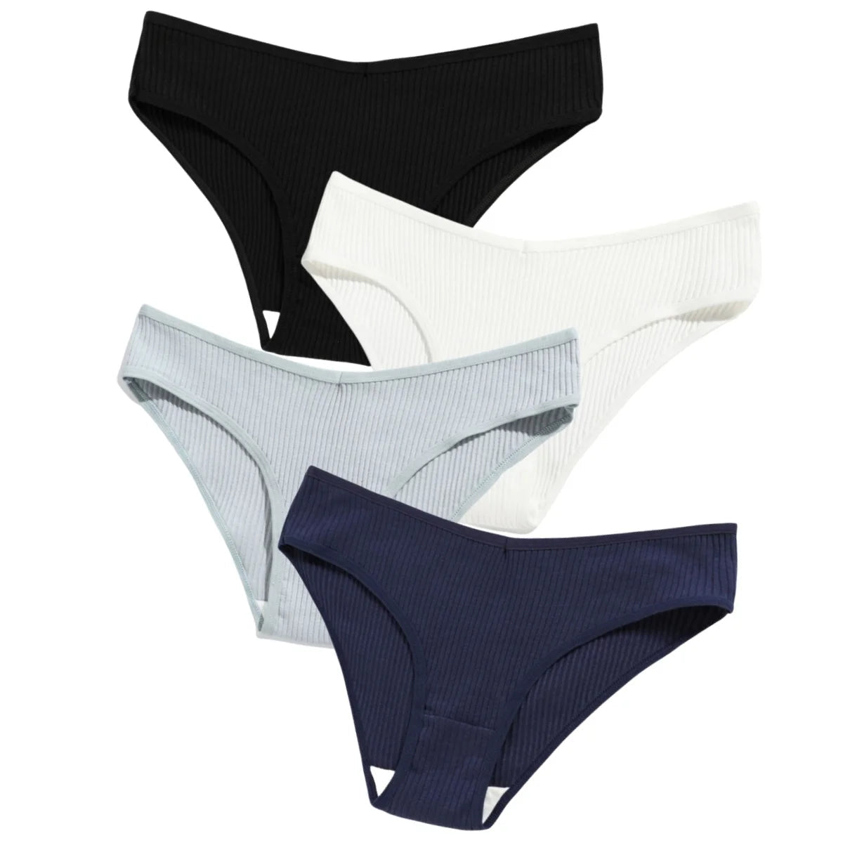 4Pcs/Set Seamless Panties Cotton Briefs Low Waist Bikini Panty Sports Underwear Breathable Solid Color Ribbed Underpants Aviola