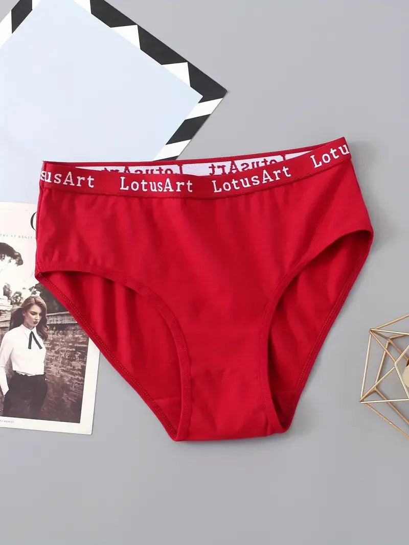 2PCS/Set Women Cotton Solid Panties Sexy Plus Size Underwear Letter Lingerie High Waist Comfor Briefs Aviola