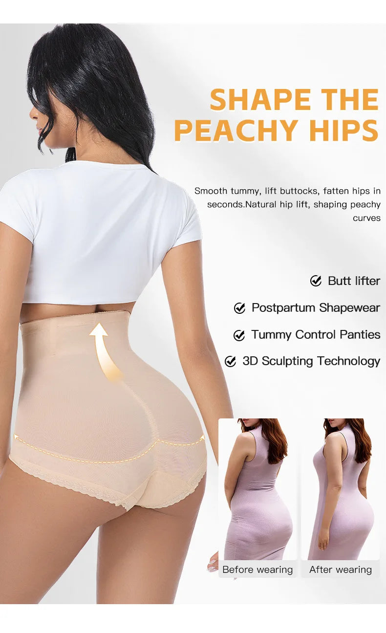 Women’s Waist Control Shapewear Panty with 3-Row Hooks Double Tummy Compression Mesh Butt Lifter High Waist Slimming Body Shaper Aviola