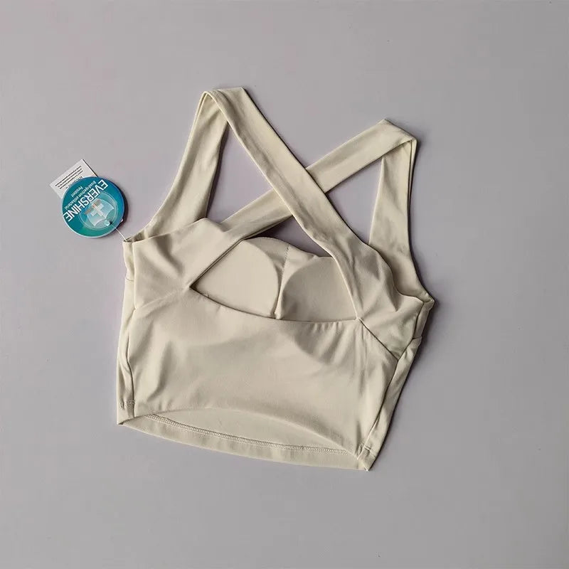 Women Cross Strap Sports Bra Top High impact Push Up Running Bras Sport Bra Yoga Gym Crop Top Brassiere Fitness Top Sport Bra Aviola