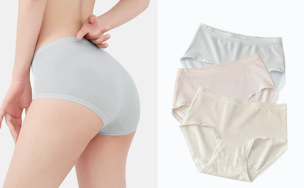 3pcs/Set Plus-Size Cotton Underwears for Women Girl Solid Color Breathable Underpants Comfortable Soft Panties Aviola