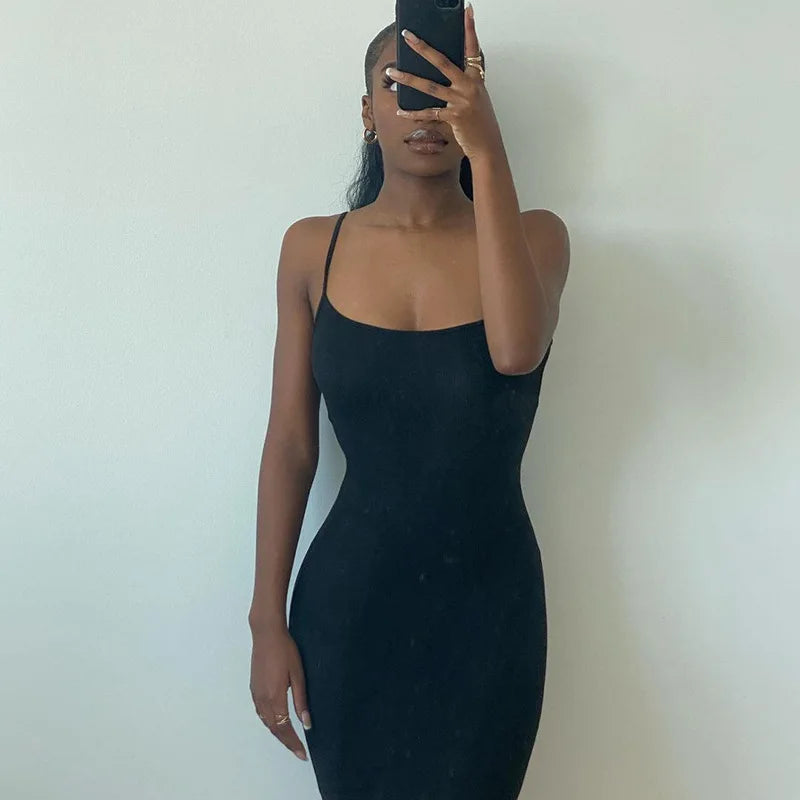 Y2K summer casual style Japanese and Korean casual women's suspender style collarless dress dress Aviola