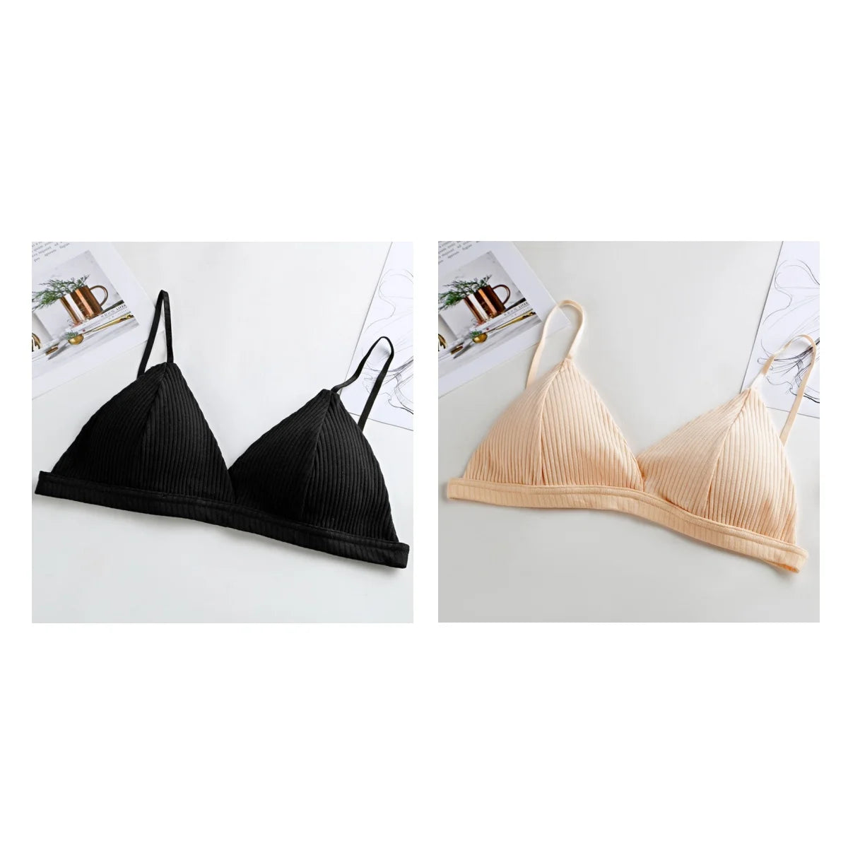 2Pcs/Set Cotton Bras For Women Push Up Bralette Sexy Lingerie Brassiere Female Wire Free Seamless Underwear Padded Bras Aviola