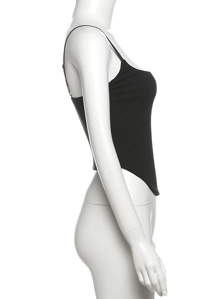 Nibber Low-Neck Camisole Women Irregular Hem Skinny High Elasticity Sleeveless Backless Daily Versatile Sexy Simple Mini Tops Aviola