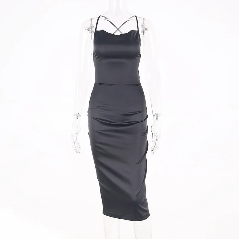 Y2K Cross border Women's Dress Foreign Trade Sexy Nightclub Dress Summer Satin Fashion Women's Dress Aviola