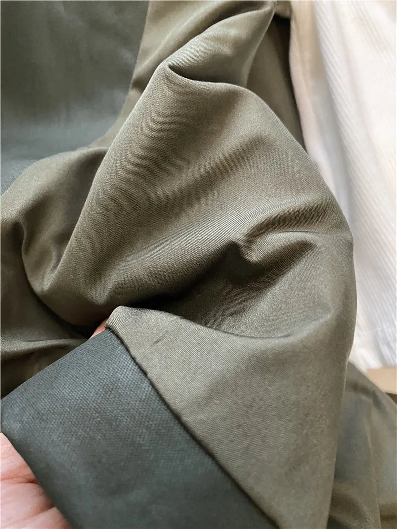 RARF 2024 autumn new women's fashion pocket double breasted waxed leather short trench coat women's top coat Aviola