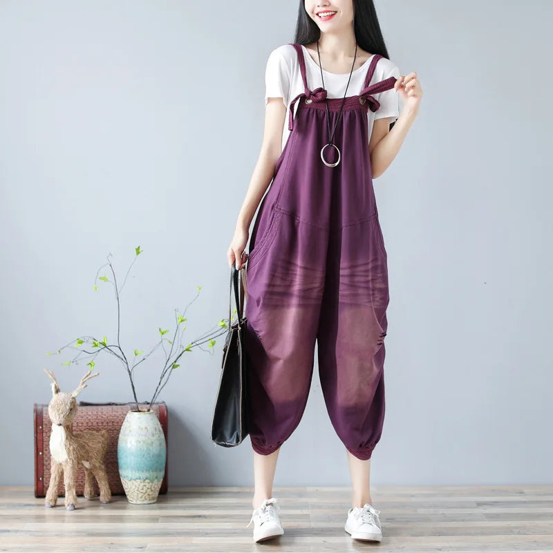 Jumpsuits Women Denim One Piece Suspenders Mom Jeans Overalls Hole Wide Leg Long Pants High Waist Work Y2k Streetwear Rompers Aviola